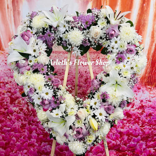 Funeral - Medium Heart With Mix Flowers