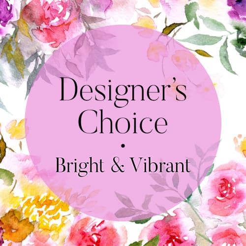 Floral watercolor graphic with the words Designer's Choice Bright & Vibrant