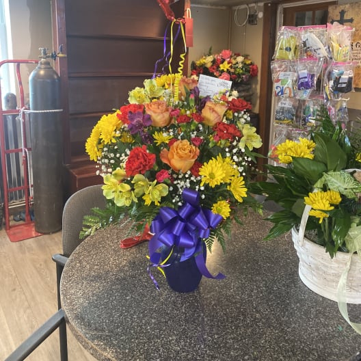 fresh flowers and balloon