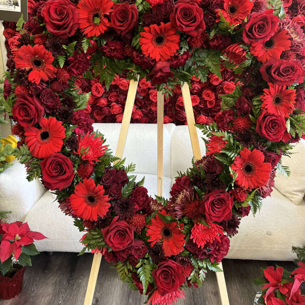 Red Sympathy Heart Wreath