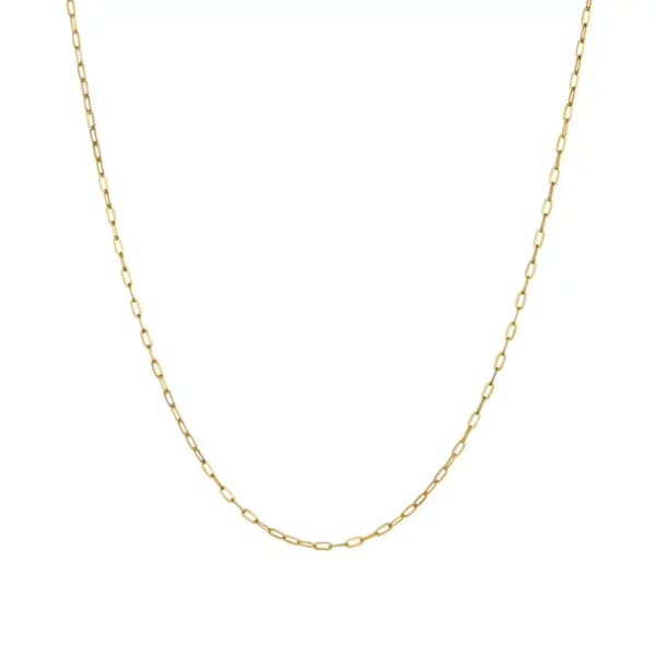 Gold chain necklace on a white background