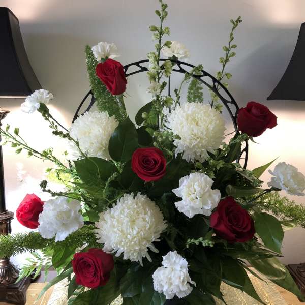 Red and White Sympathy Basket