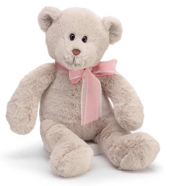 SOFT BEIGE BEAR WITH SHEER RIBBON