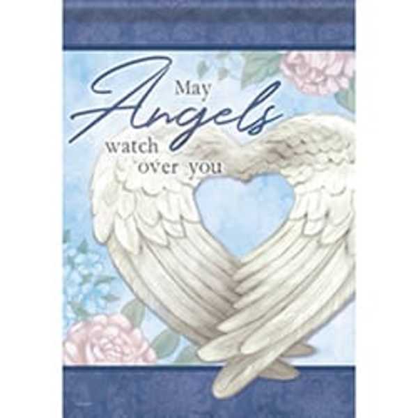 Sympathy card with angel wings and the words "May Angels watch over you"
