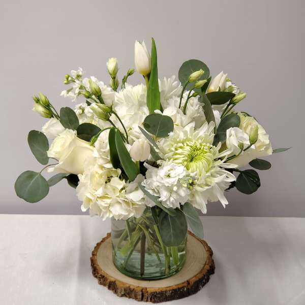 All white cylinder arrangements