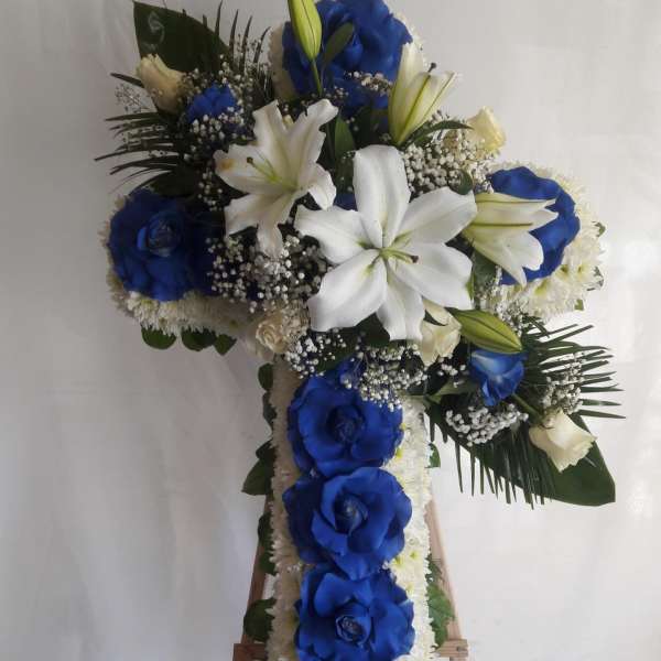 Blue & white standing Cross