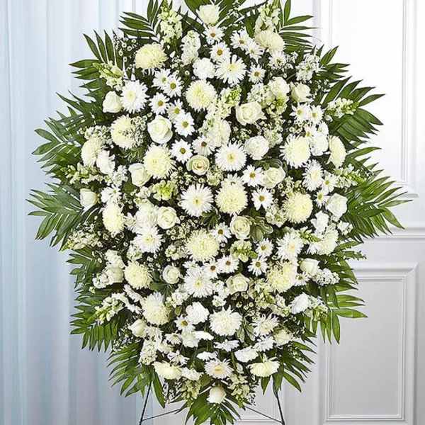 White Funeral Standing Spray