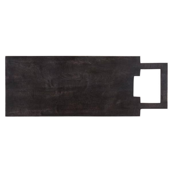 Dark rectangular wooden board with a cutout handle on one end