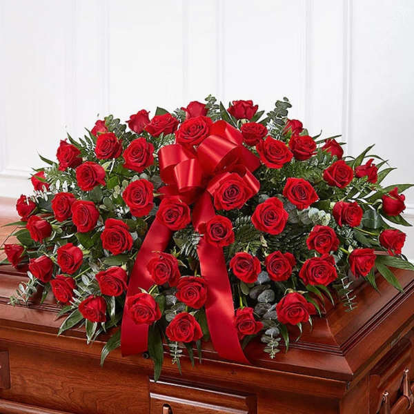 Red Roses Casket Spray