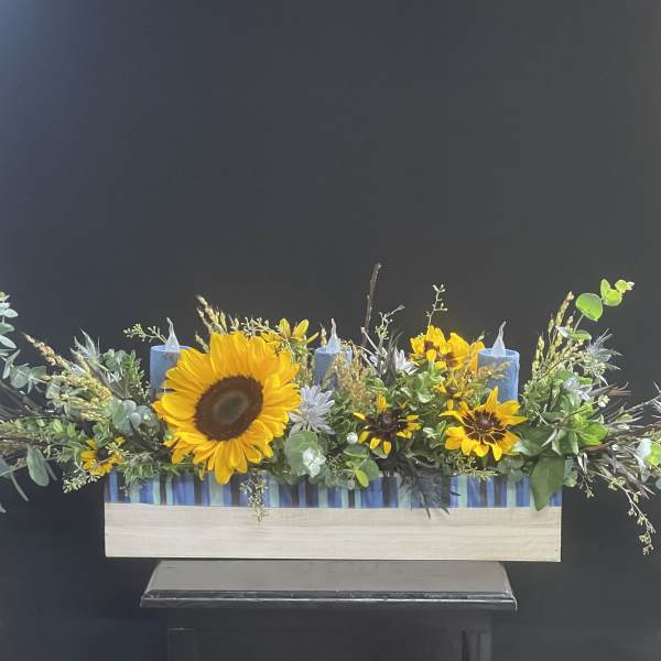 Candlelit Meadow Floral Centerpiece with LED Candles