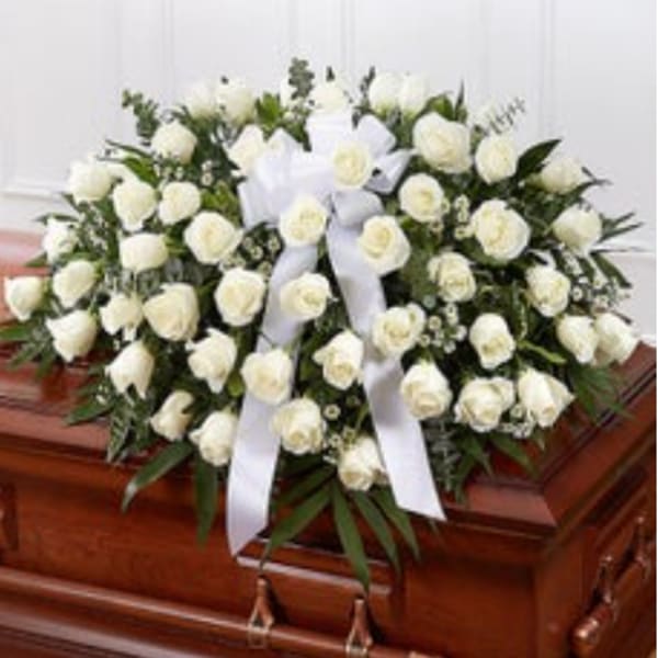 White Rose Half Casket Cover.