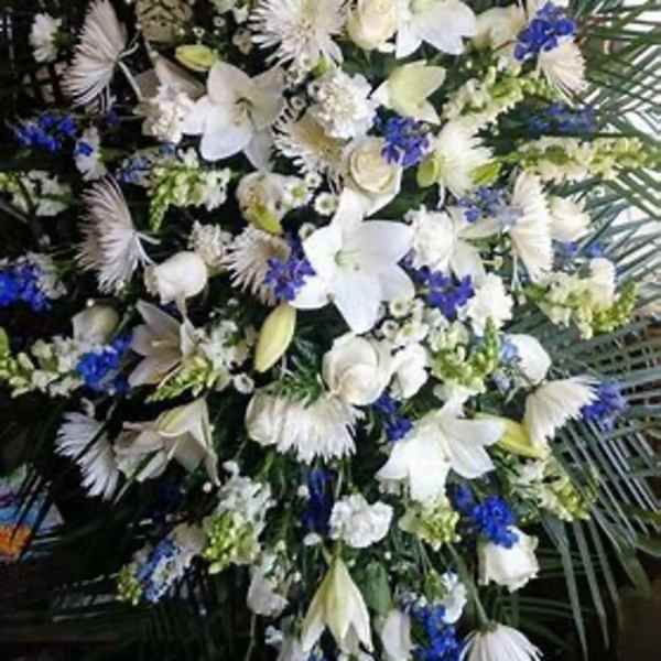 Blue and White Sympathy Standing Spray
