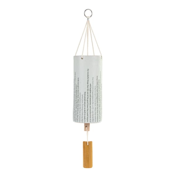 Hanging ceramic wind chime with a wooden striker
