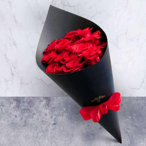 Cone Of Red Roses