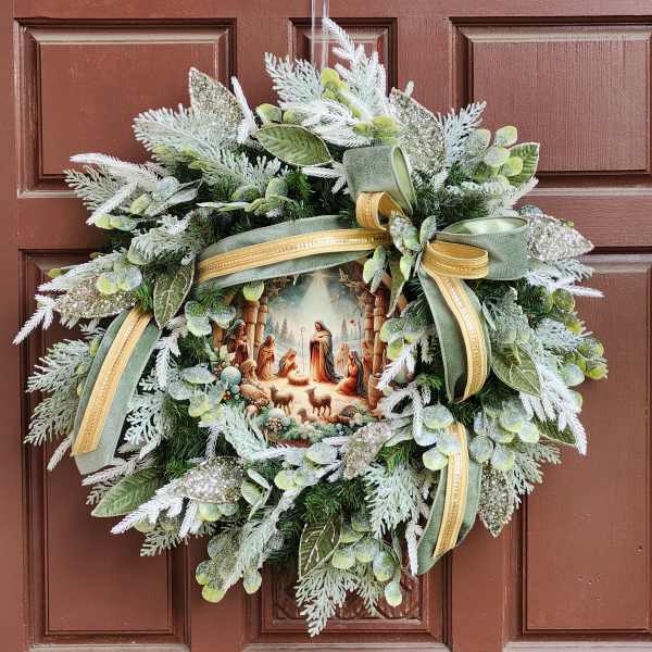 Nativity sage green wreath