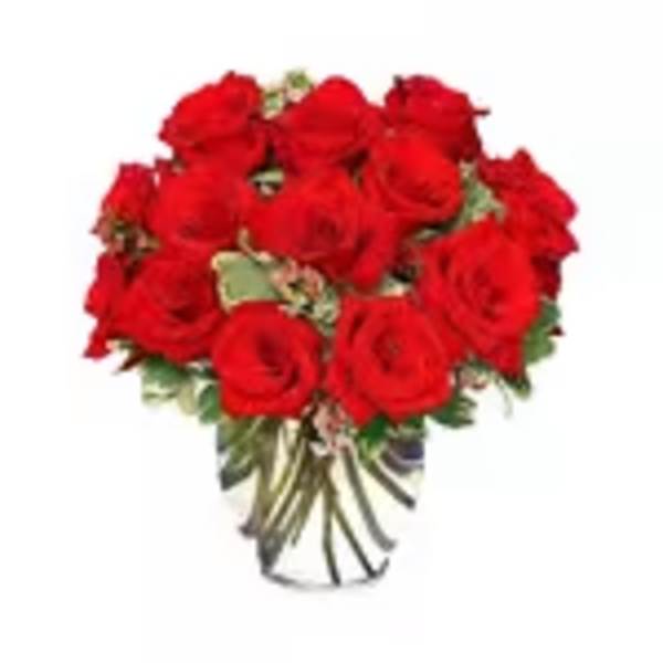 Classic Rose Royale 18 Red Roses Vase
