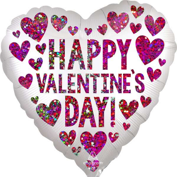 Mylar Happy Valentines Day Balloon Hearts