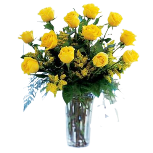 Long Stemmed Yellow Rose arrangement, 1, 2, 3 or 4 dozen
