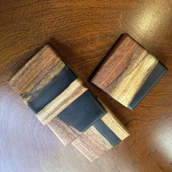 Black Acacia Blue Epoxy Coasters
