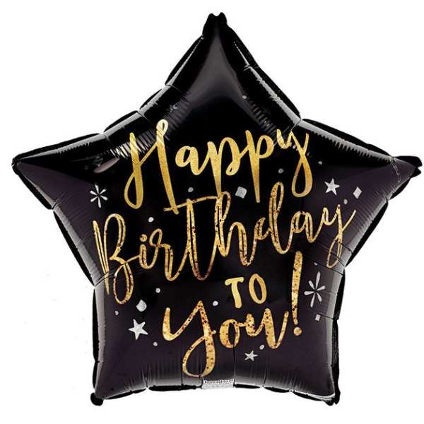 Happy Birthday Black Star Mylar