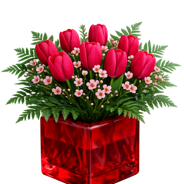 Deal of the week Beautiful Tulips in a red vase