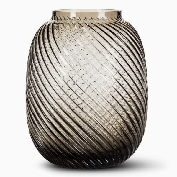 Medium Swirl Barrel Vase - Grey