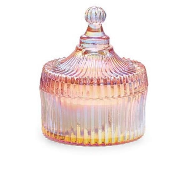 Pink Iridescent Glass Candle