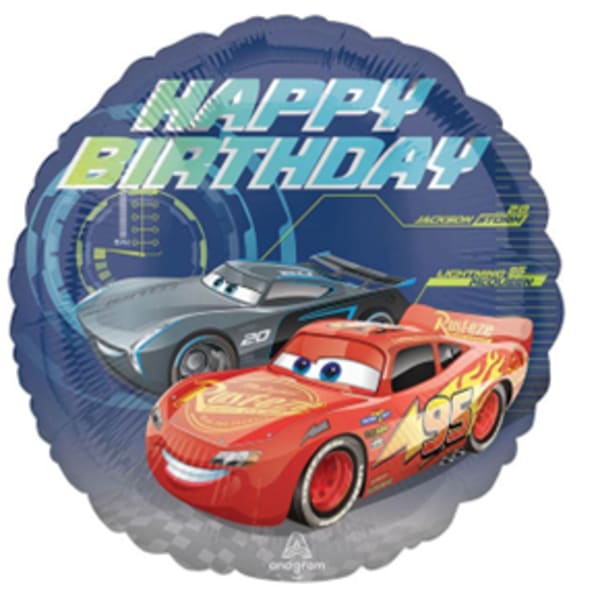 17" Happy Birthday Cars Mylar