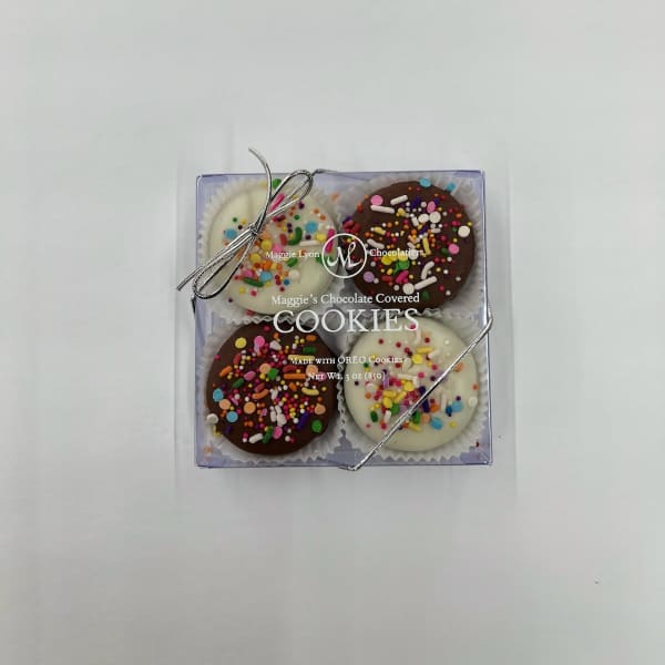 4pc. Chocolate Covered Oreos with Pastel Drizzle - Maggie Lyons - LOCAL DELIVERY OR PICK UP ONLY