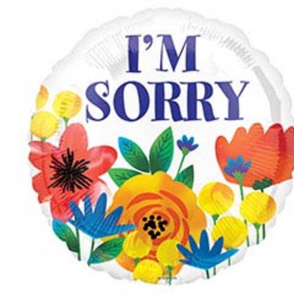 18" I'm Sorry Colorful Floral Mylar