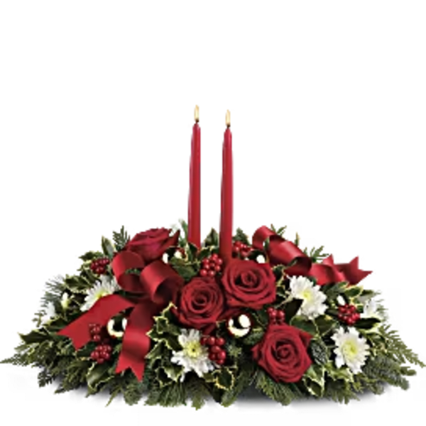 centro de mesa con brillo de navidad