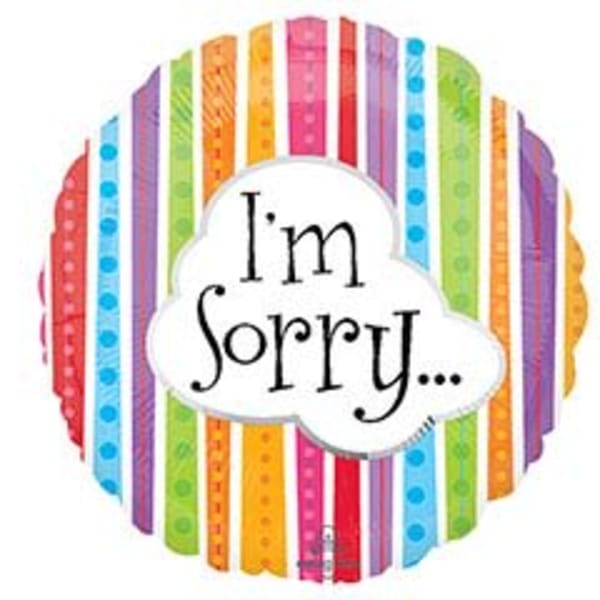 18" I'm Sorry Striped Mylar