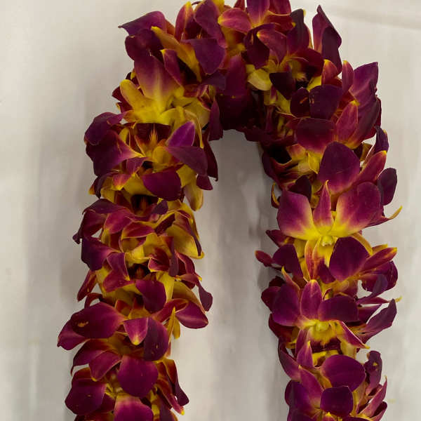Double Strand Red Dendrobium Orchid Lei