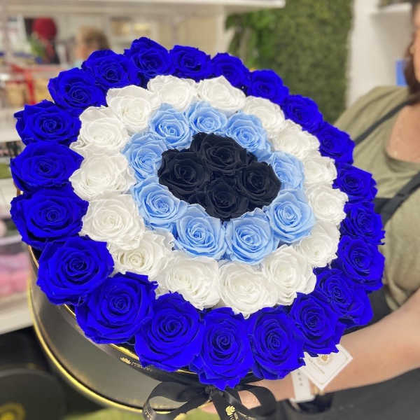 Magna Round Box Eternal Roses - Black Box, Blue Evil Eye