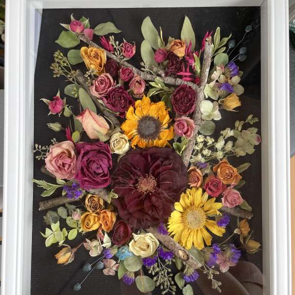 Handmade Preserved Flowers Shadow Box 12.5"