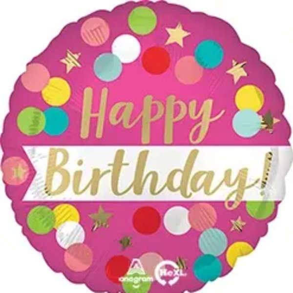 Pink Dotted Happy Birthday Mylar