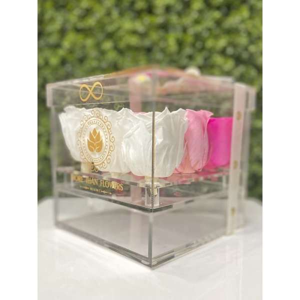 Eternal Roses Acrylic Box (9 Roses) - Cotton Candy