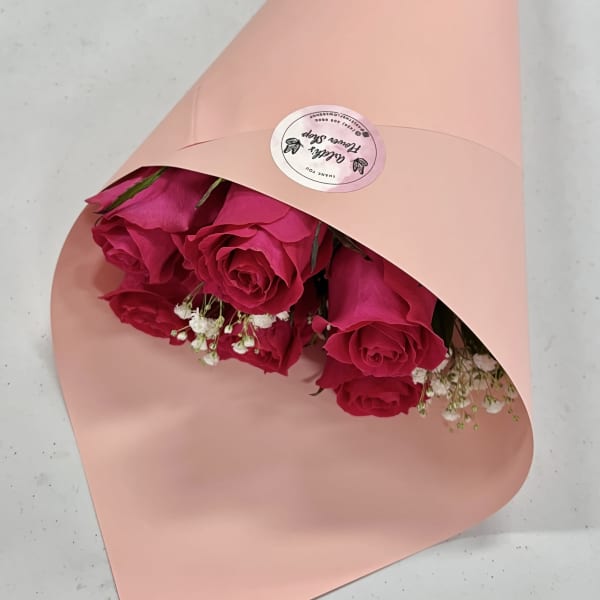 6 Hot Pink Roses Bouquet