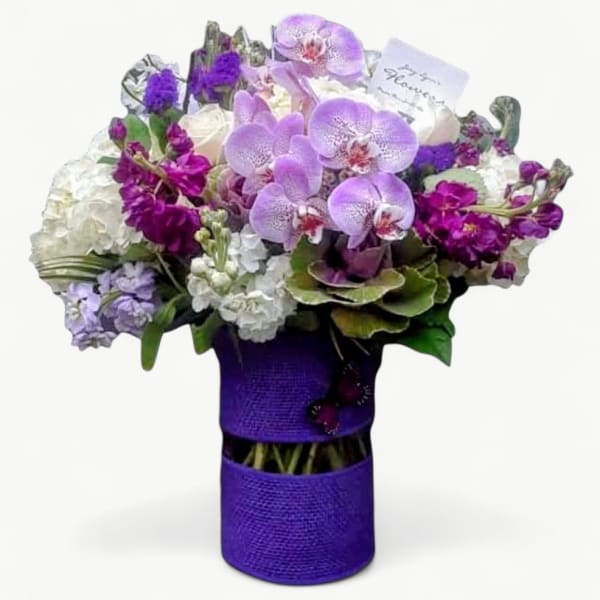 Luxe Violet Orchid Beauty - Tall Designer Vase
