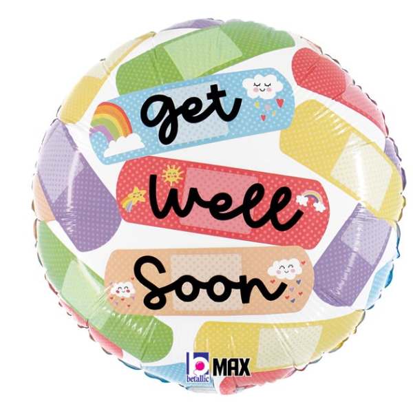 18" Get Well Soon Bandages Mylar