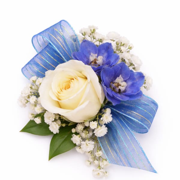 Blue and white wristlet