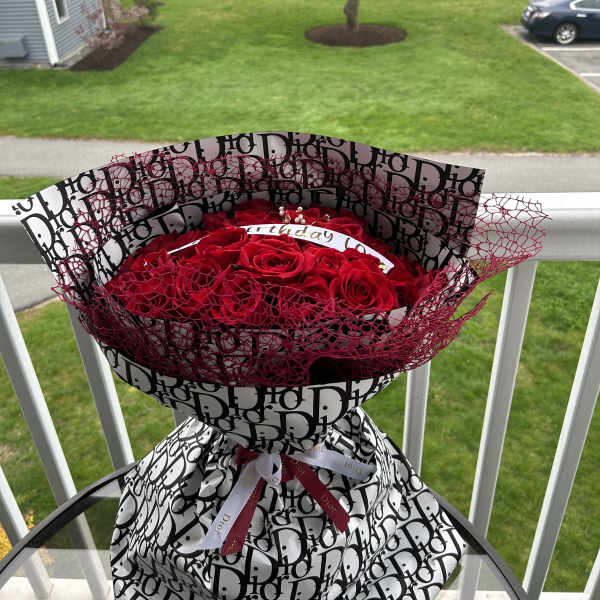 Red roses with a net