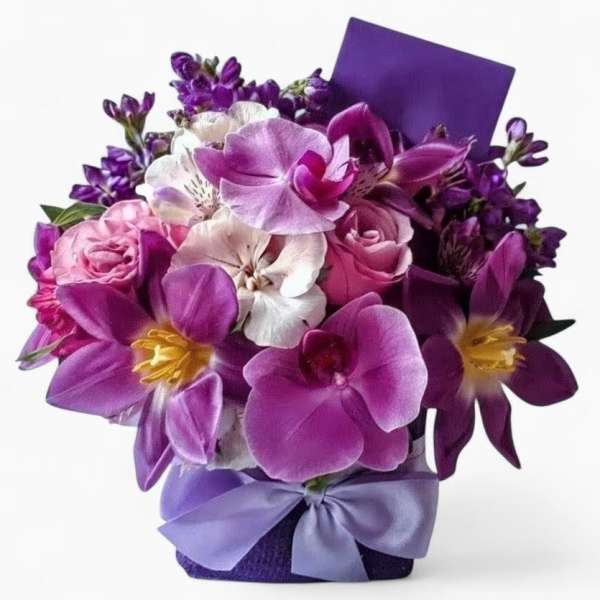 Violet Blossoms Orchid Happy Birthday Beautiful Bouquet Designer's Choice
