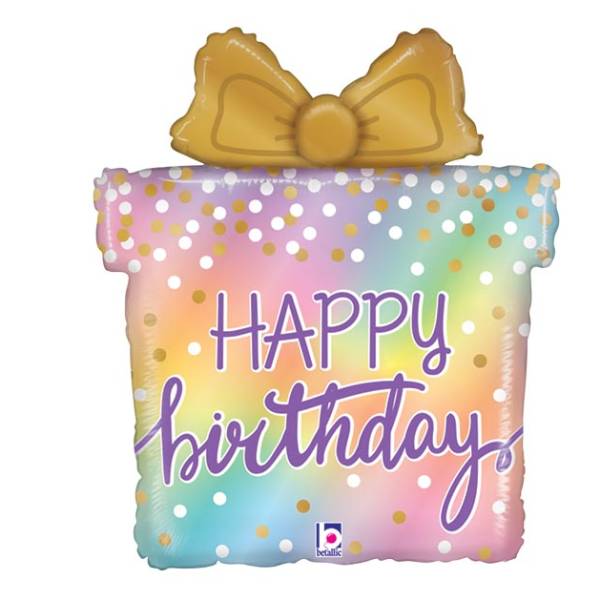 Jumbo Holographic Happy Birthday Cake Mylar