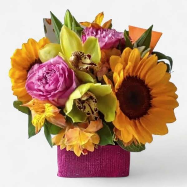 Fuchsia And Yellow Rose And Orchid Beautiful Bouquet Designer's Choice
