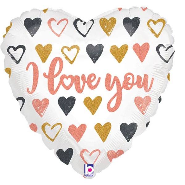 18" Rose Gold Hearts I Love You Mylar