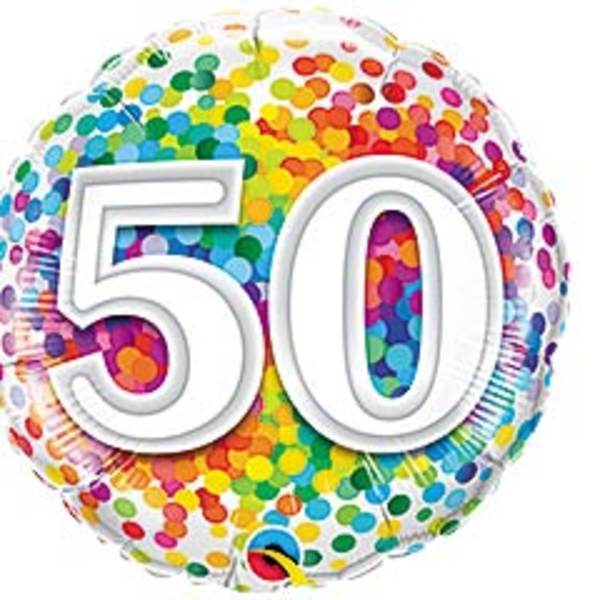 18" 50th Birthday Confetti Mylar