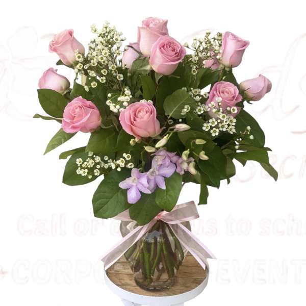Elegant Pink Premium Long Stem Rose Bouquet