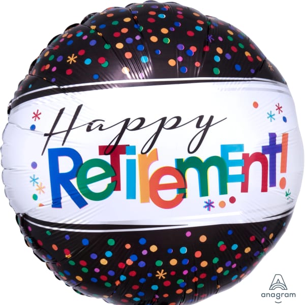 18" Confetti Happy Retirement Mylar