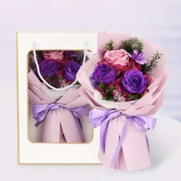 Purple mixed preserved florals bouquet!